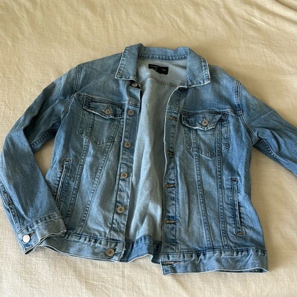 Veste En Jean Longue Déchirée Lucky Brand - Femme Taille M - Bleu - Occasion